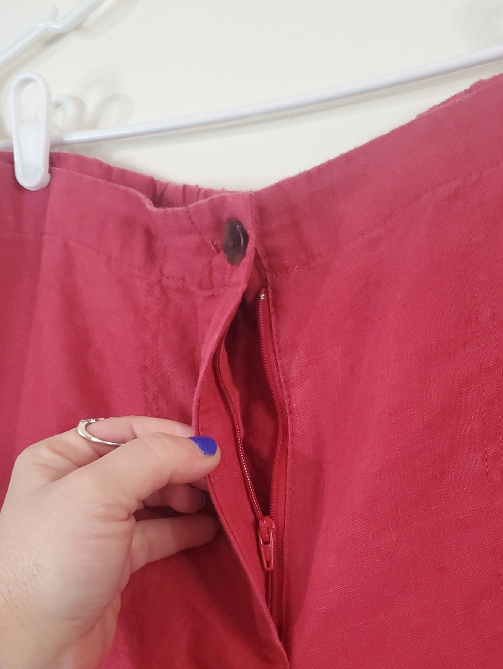 J.Jill Love Linen Wide-Leg Crop Pants Size Large Red Pink Resortwear Summer - Picture 3 of 15